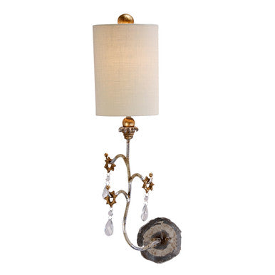 Lucas McKearn Tivoli Silver Sconce With Crystal and Whimsical Design