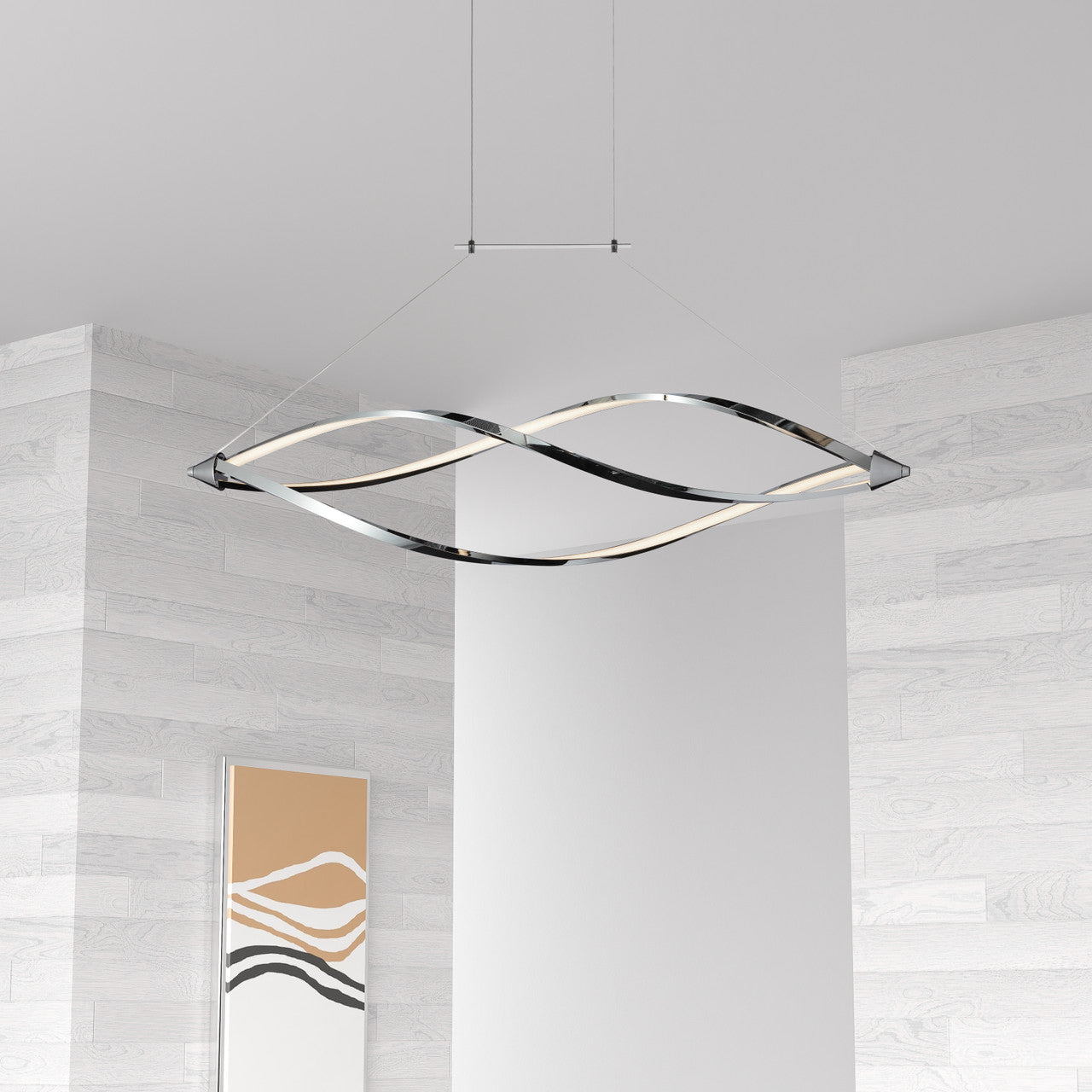 Dainolite 37 Watts LED Horizontal Pendant with Swooped Arms, Polished Chrome Finish SEL-43HP-PC