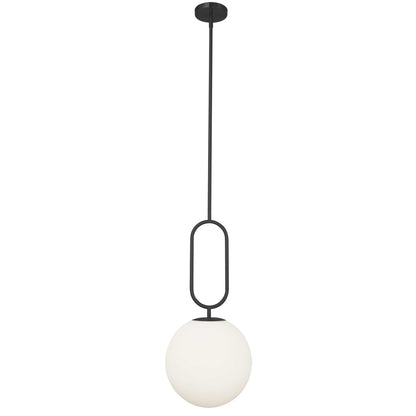 Dainolite 1 Light Incandescent Pendant Matte Black with Opal Glass SIM-121P-MB