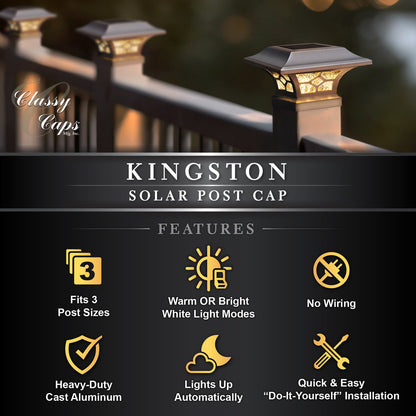 Classy Caps Kingston White Dual Lighted Solar Post Cap SLZ332W