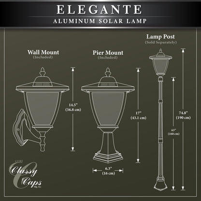 Classy Caps Black Aluminum Elegante Solar Lamp SML556