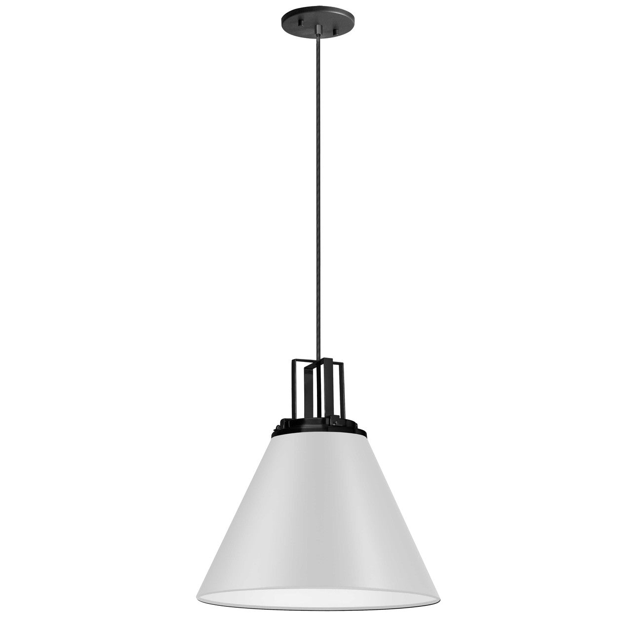 Dainolite 1 Light Incandescent Pendant, Matte White with Matte Black Accent SNS-141P-MW-MB