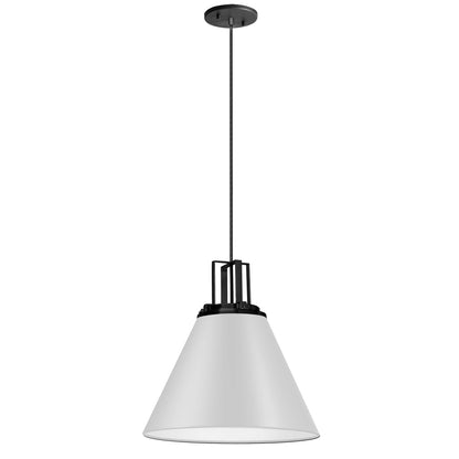 Dainolite 1 Light Incandescent Pendant, Matte White with Matte Black Accent SNS-141P-MW-MB