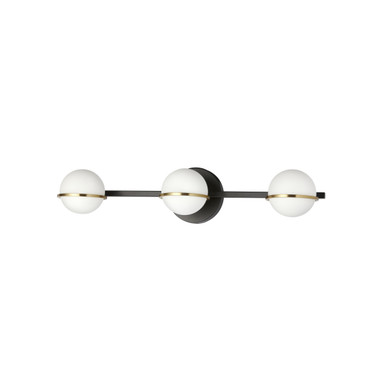 Dainolite 3 Light Halogen Vanity, Matte Black / Aged Brass with White Opal Glass SOF-233W-MB-AGB