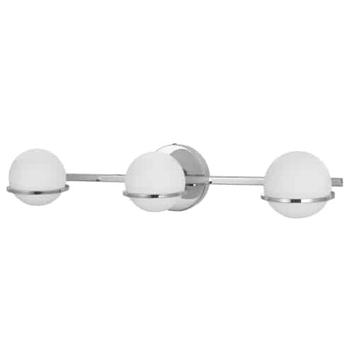 Dainolite 3 Light Halogen Vanity, Polished Chrome Finish with White Glass SOF-233W-PC