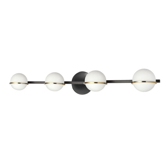 Dainolite 4 Light Halogen Vanity, Matte Black / Aged Brass with White Opal Glass SOF-324W-MB-AGB