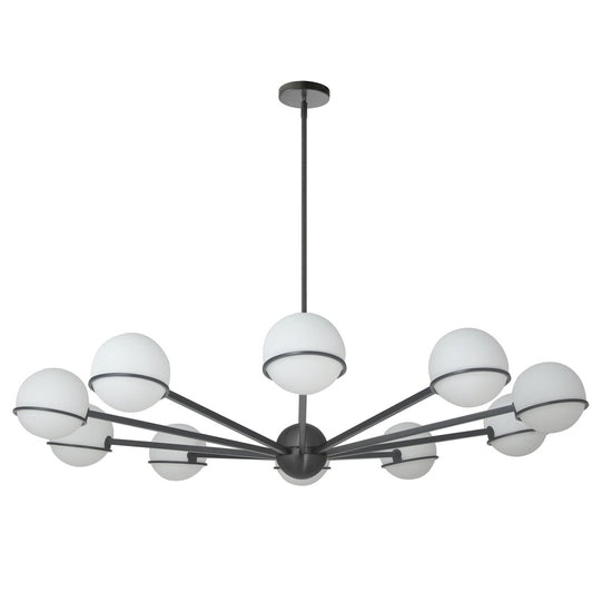 Dainolite 10 Light Halogen Chandelier, Matte Black with White Opal Glass SOF-5010C-MB