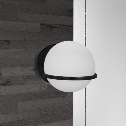 Dainolite 1 Light Halogen Wall Sconce, Matte Black with White Glass SOF-61W-MB