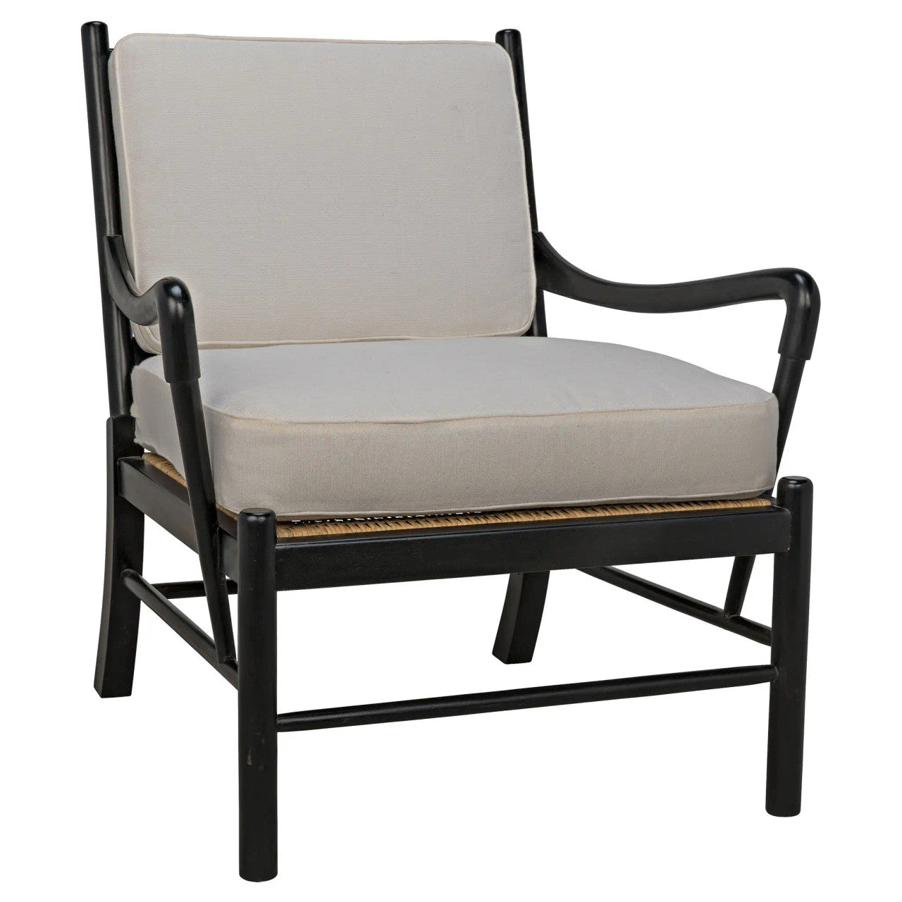 Noir Kevin Chair with Rattan in Hand Rubbed Black SOF204HB