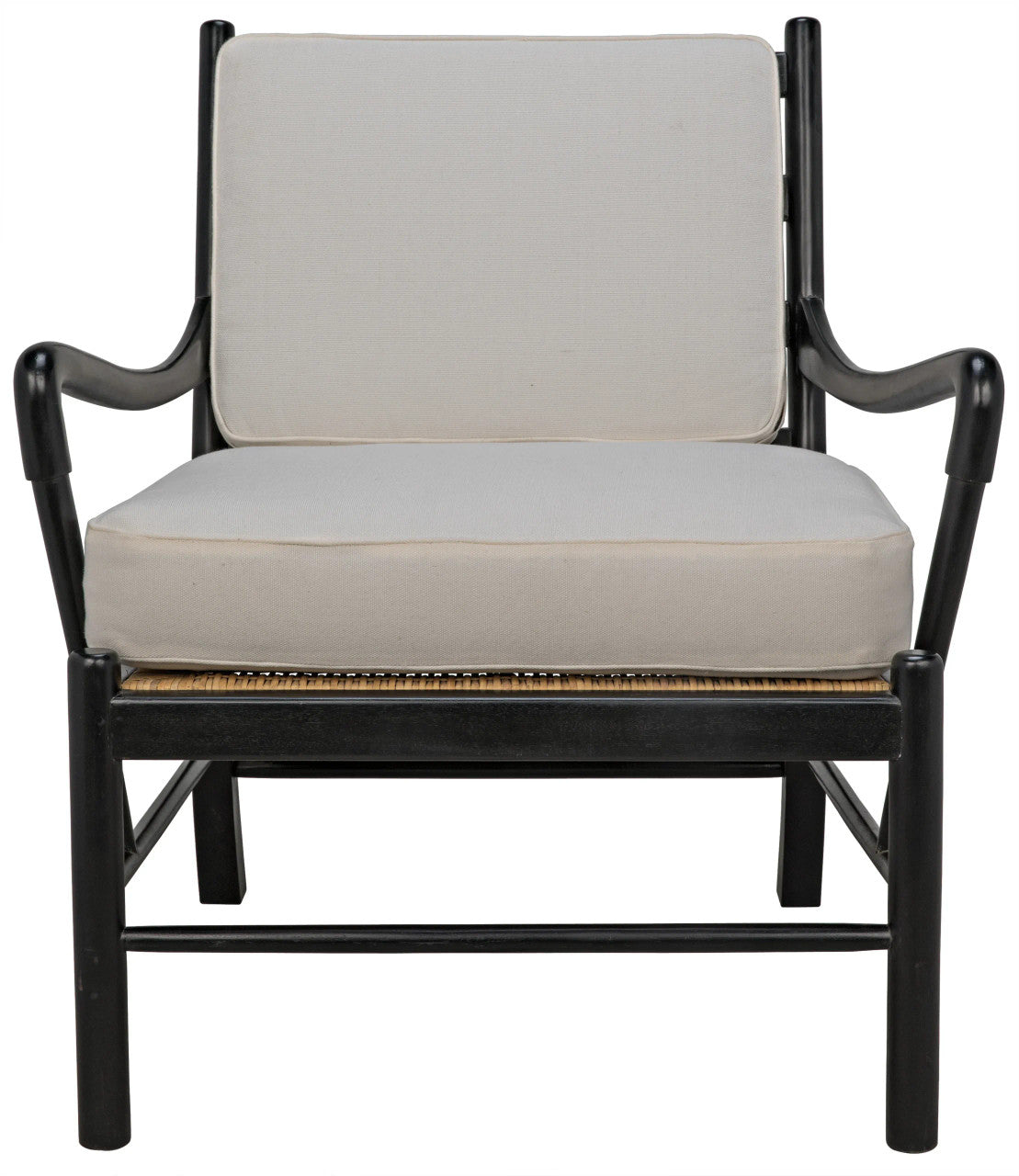 Noir Kevin Chair with Rattan in Hand Rubbed Black SOF204HB