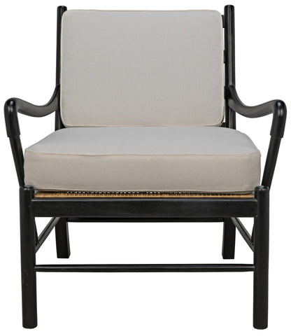 Noir Kevin Chair with Rattan in Hand Rubbed Black SOF204HB