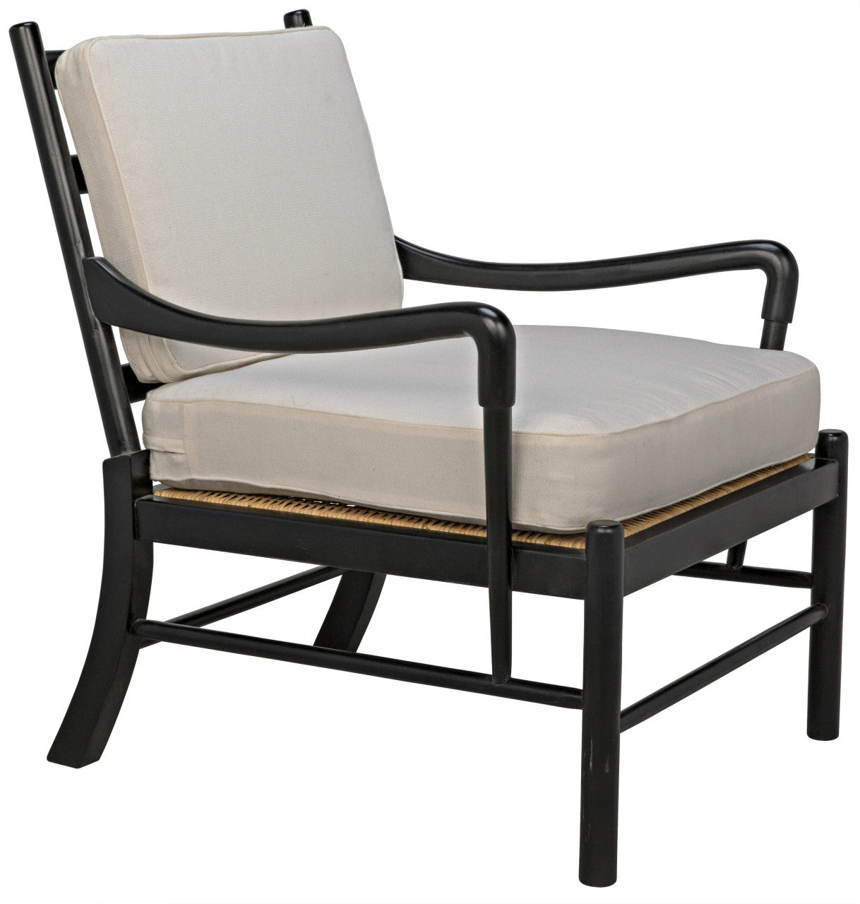 Noir Kevin Chair with Rattan in Hand Rubbed Black SOF204HB