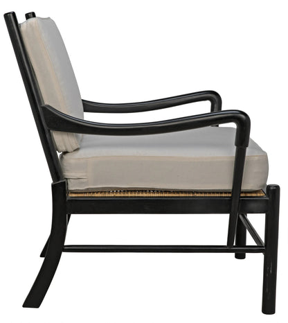 Noir Kevin Chair with Rattan in Hand Rubbed Black SOF204HB