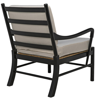 Noir Kevin Chair with Rattan in Hand Rubbed Black SOF204HB