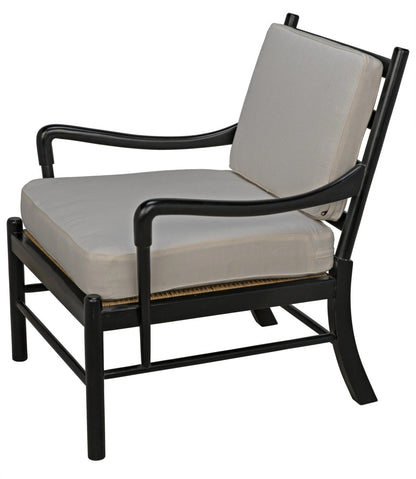 Noir Kevin Chair with Rattan in Hand Rubbed Black SOF204HB