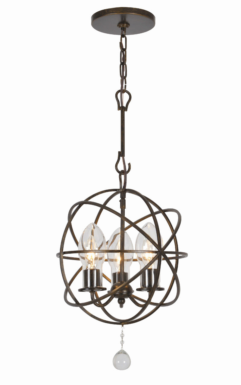 Crystorama Solaris 3 Light English Bronze Sphere Outdoor Chandelier SOL-9325-EB