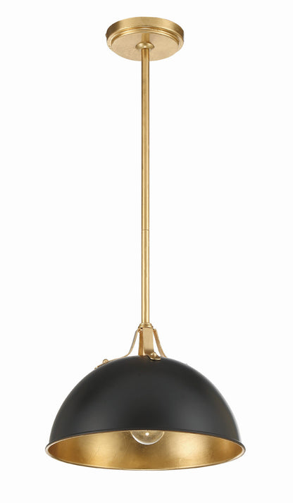 Crystorama Soto 1 Light Matte Black + Antique Gold Pendant SOT-18013-MK-GA