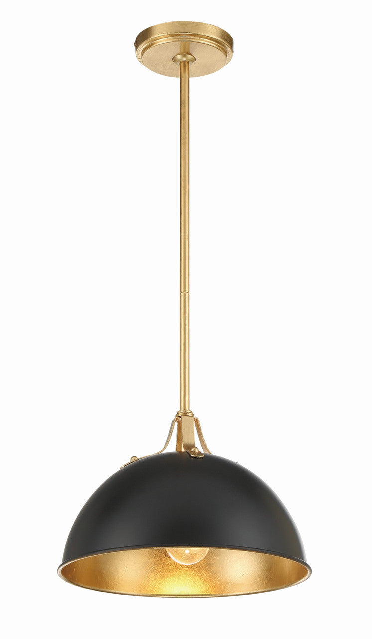 Crystorama Soto 1 Light Matte Black + Antique Gold Pendant SOT-18013-MK-GA