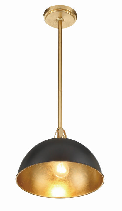 Crystorama Soto 1 Light Matte Black + Antique Gold Pendant SOT-18013-MK-GA