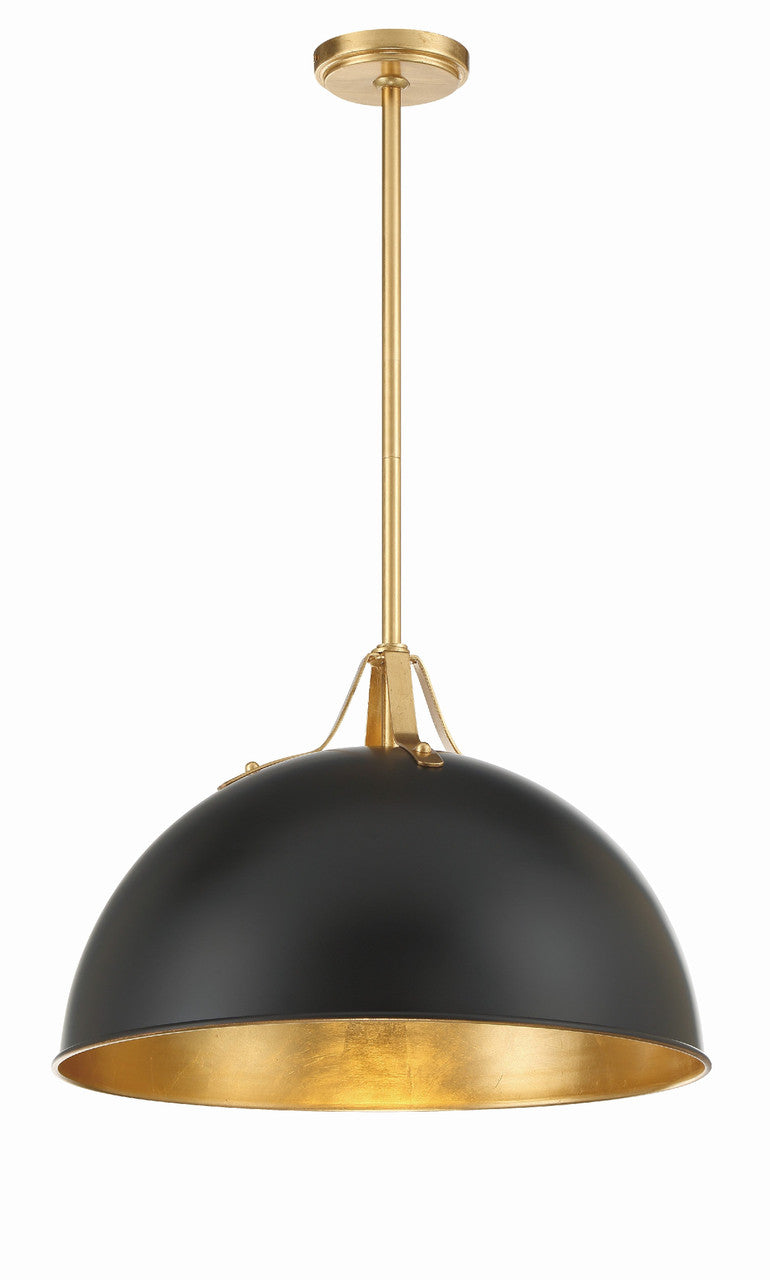 Crystorama Soto 1 Light Matte Black + Antique Gold Pendant SOT-18015-MK-GA