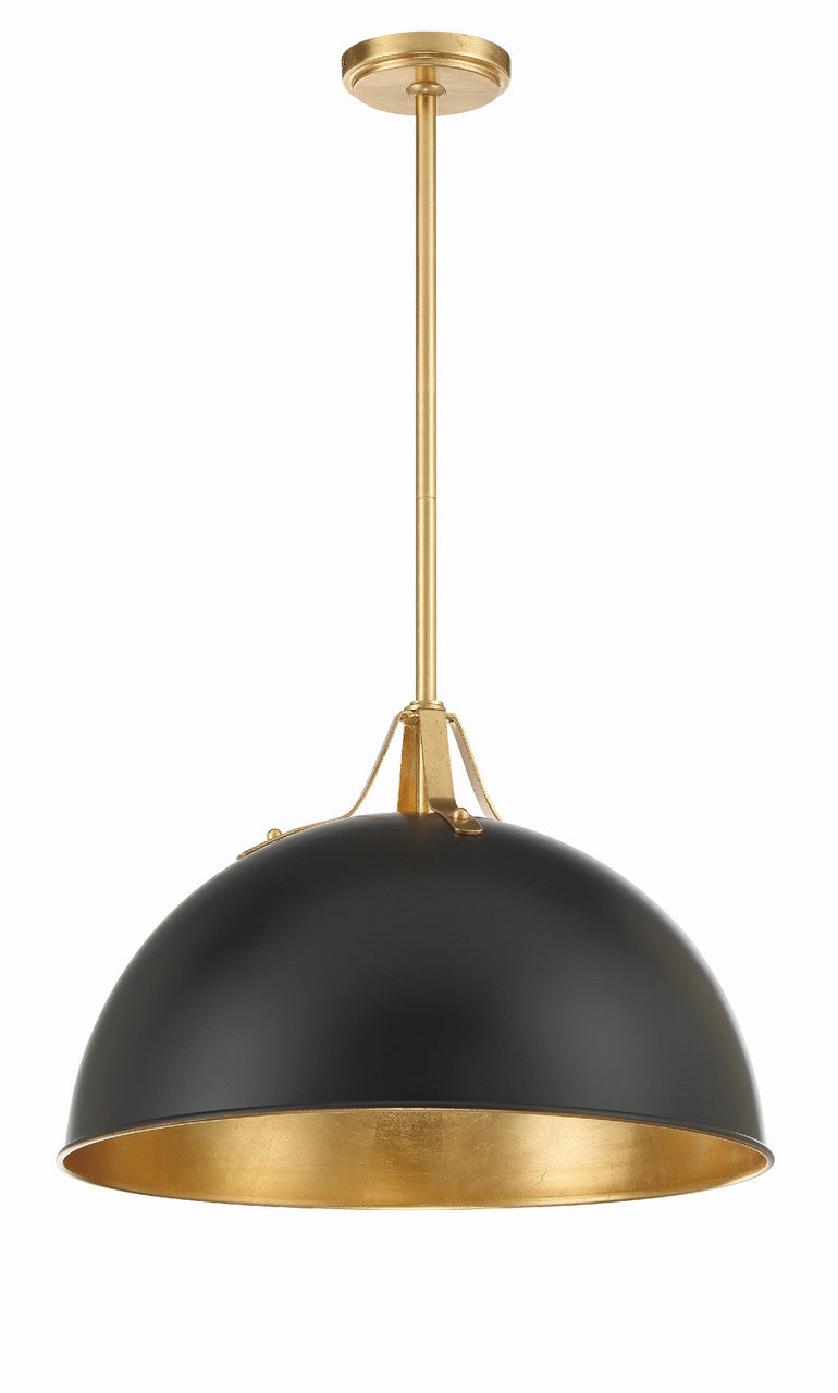 Crystorama Soto 1 Light Matte Black + Antique Gold Pendant SOT-18015-MK-GA