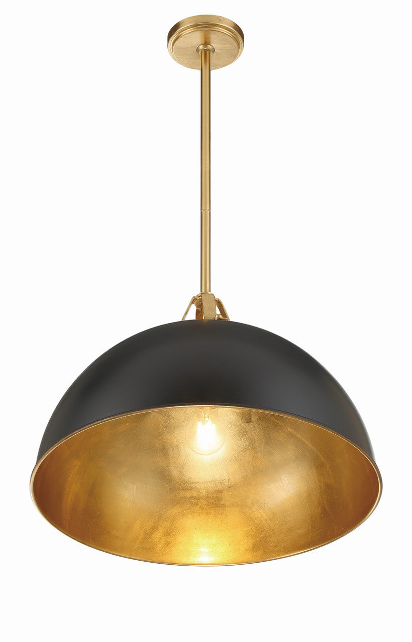 Crystorama Soto 1 Light Matte Black + Antique Gold Pendant SOT-18015-MK-GA