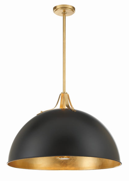 Crystorama Soto 3 Light Matte Black + Antique Gold Pendant SOT-18017-MK-GA