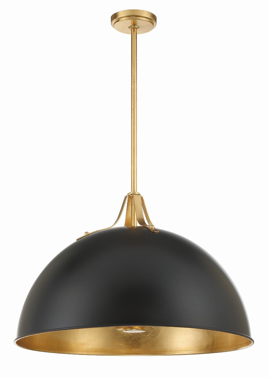 Crystorama Soto 3 Light Matte Black + Antique Gold Pendant SOT-18017-MK-GA