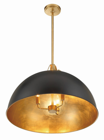 Crystorama Soto 3 Light Matte Black + Antique Gold Pendant SOT-18017-MK-GA