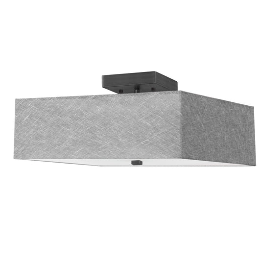 Dainolite 3 Light Incandescent Semi-Flush, Matte Black with Grey Shade SRN-143SF-MB-GRY