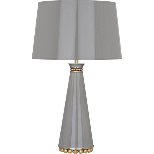 Robert Abbey  Pearl Table Lamp in Smoky Taupe Lacquered Paint with Modern Brass Accents ST44