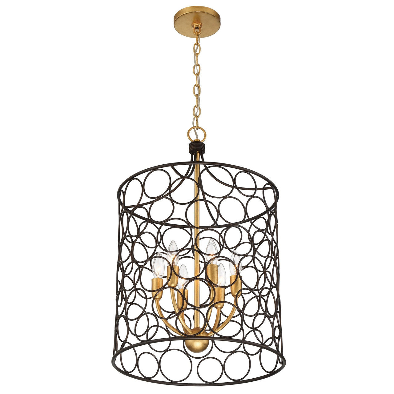 Crystorama Stemmons 6 Light Bronze + Antique Gold Lantern STM-B5106-BZ-GA