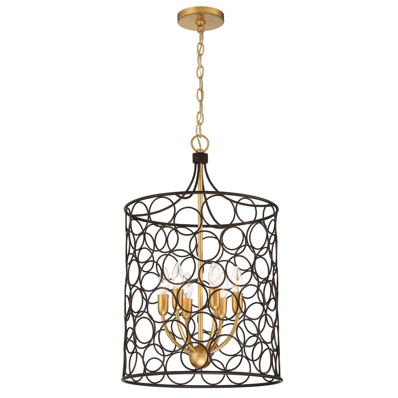 Crystorama Stemmons 6 Light Bronze + Antique Gold Lantern STM-B5106-BZ-GA