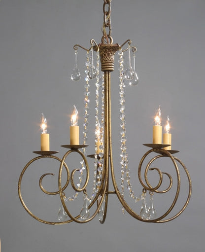 Crystal Scroll 5 Candle Chandelier by Studio Steel 1599