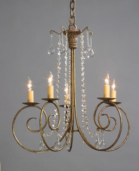 Crystal Scroll 5 Candle Chandelier by Studio Steel 1599