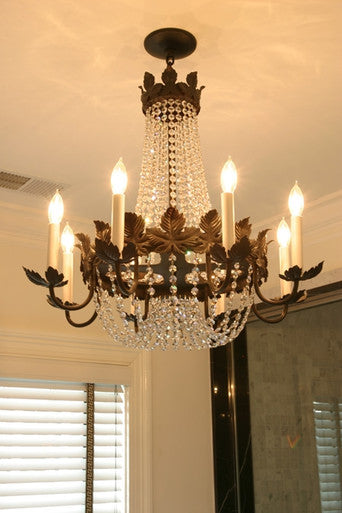 Crystal Leaf 8 Candle Chandelier by Studio Steel 1622