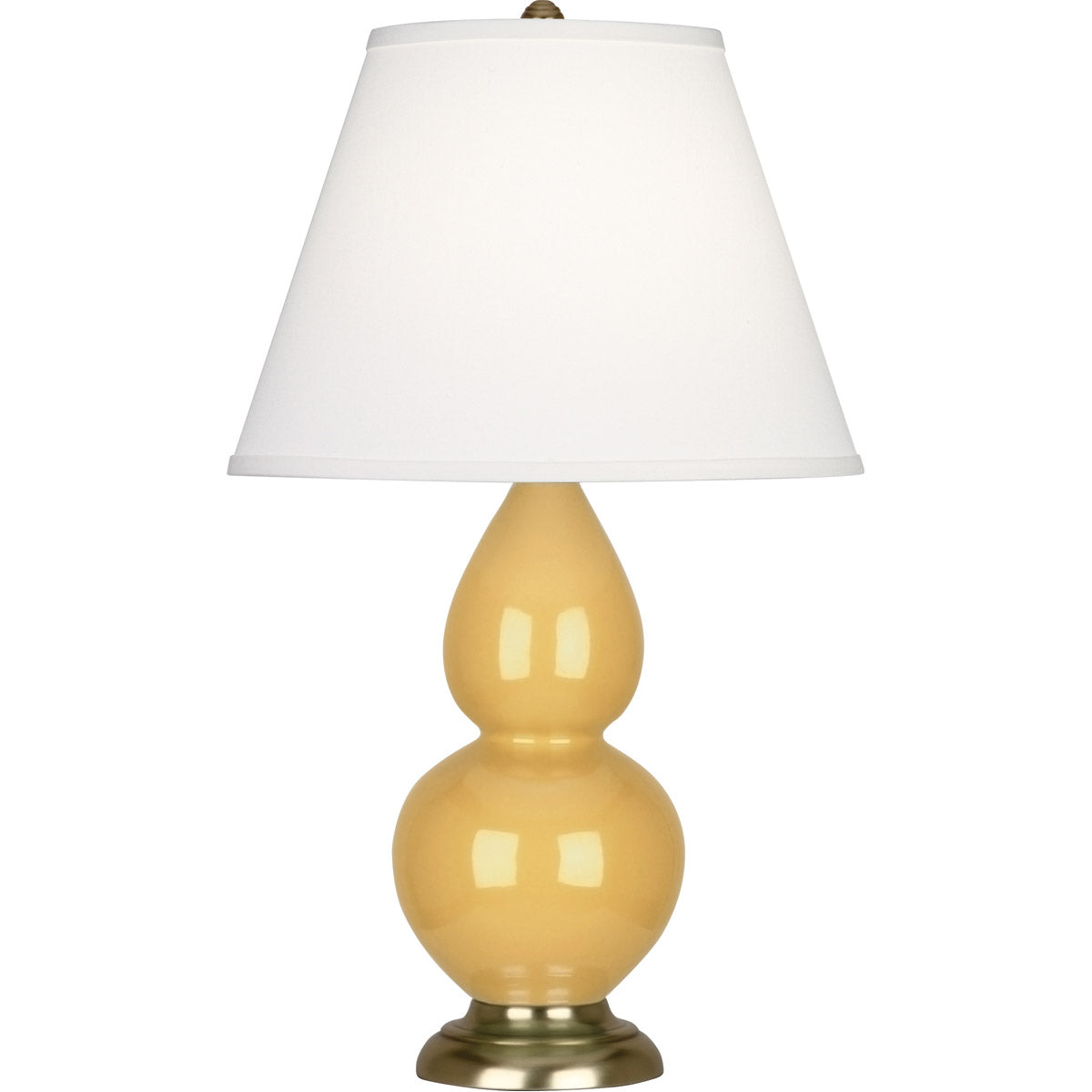 Robert Abbey  Sunset Small Double Gourd Accent Lamp in Sunset Yellow Glazed Ceramic with Antique Brass Finished Accents SU10X