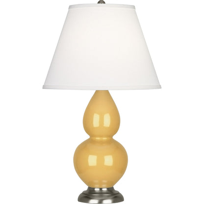 Robert Abbey  Sunset Small Double Gourd Accent Lamp in Sunset Yellow Glazed Ceramic with Antique Silver Finished Accents SU12X