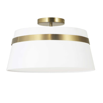 Dainolite 3 Light Incandescent Aged Brass Semi-Flush Mount w/ White Shade SYM-153SF-AGB-WH