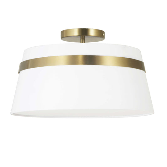 Dainolite 3 Light Incandescent Aged Brass Semi-Flush Mount w/ White Shade SYM-153SF-AGB-WH