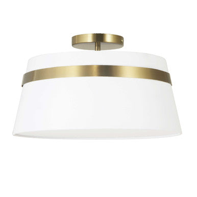 Dainolite 3 Light Incandescent Aged Brass Semi-Flush Mount w/ White Shade SYM-153SF-AGB-WH