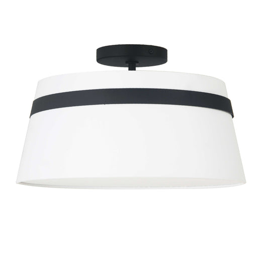 Dainolite 3 Light Incandescent Matte Black Semi-Flush Mount w/ White Shade SYM-153SF-MB-WH