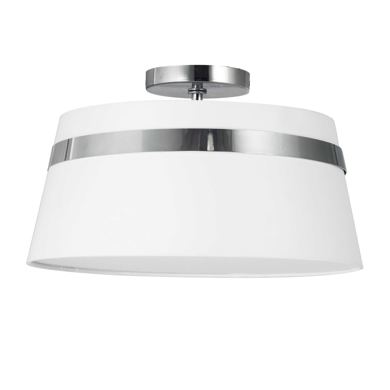 Dainolite 3 Light Incandescent Polished Chrome Semi-Flush Mount w/ White Shade SYM-153SF-PC-WH