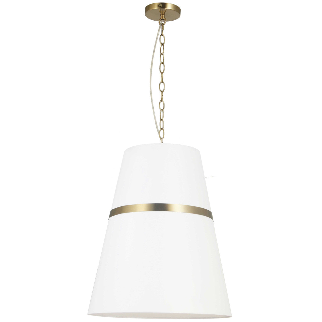 Dainolite 3 Light Incandescent Aged Brass Pendant w/ White Shade  SYM-183P-AGB-WH