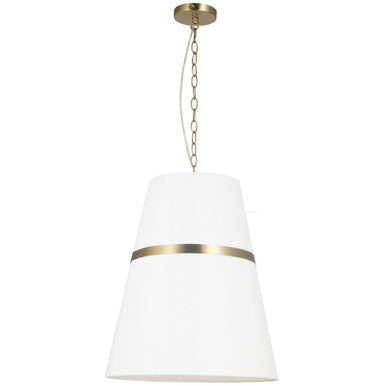 Dainolite 3 Light Incandescent Aged Brass Pendant w/ White Shade  SYM-183P-AGB-WH