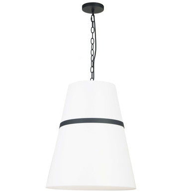 Dainolite 3 Light Incandescent Matte Black Pendant w/ White Shade  SYM-183P-MB-WH