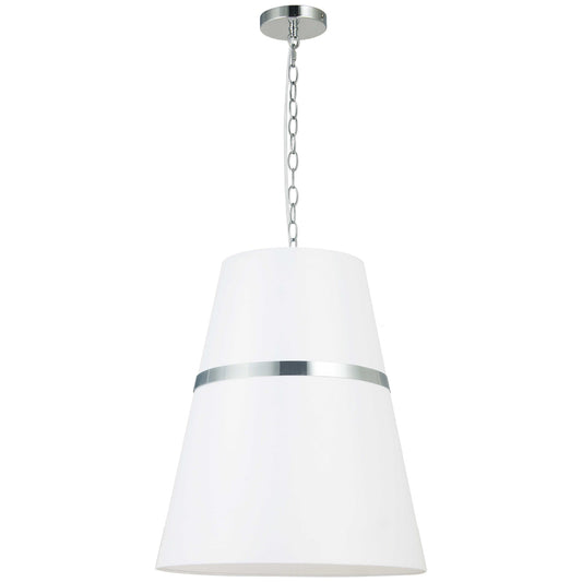 Dainolite 3 Light Incandescent Polished Chrome Pendant w/ White Shade  SYM-183P-PC-WH