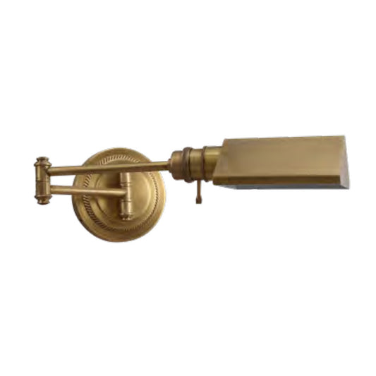 Lite Master Park Avenue Tent Swing Arm Wall Lamp in Antique Solid Brass W3572AB-B13