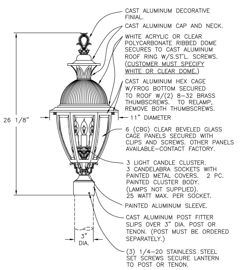 Hanover Lantern B15430 Merion Medium Post Mount