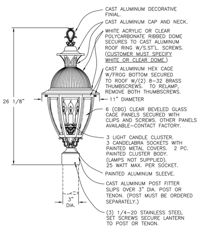 Hanover Lantern B15430 Merion Medium Post Mount